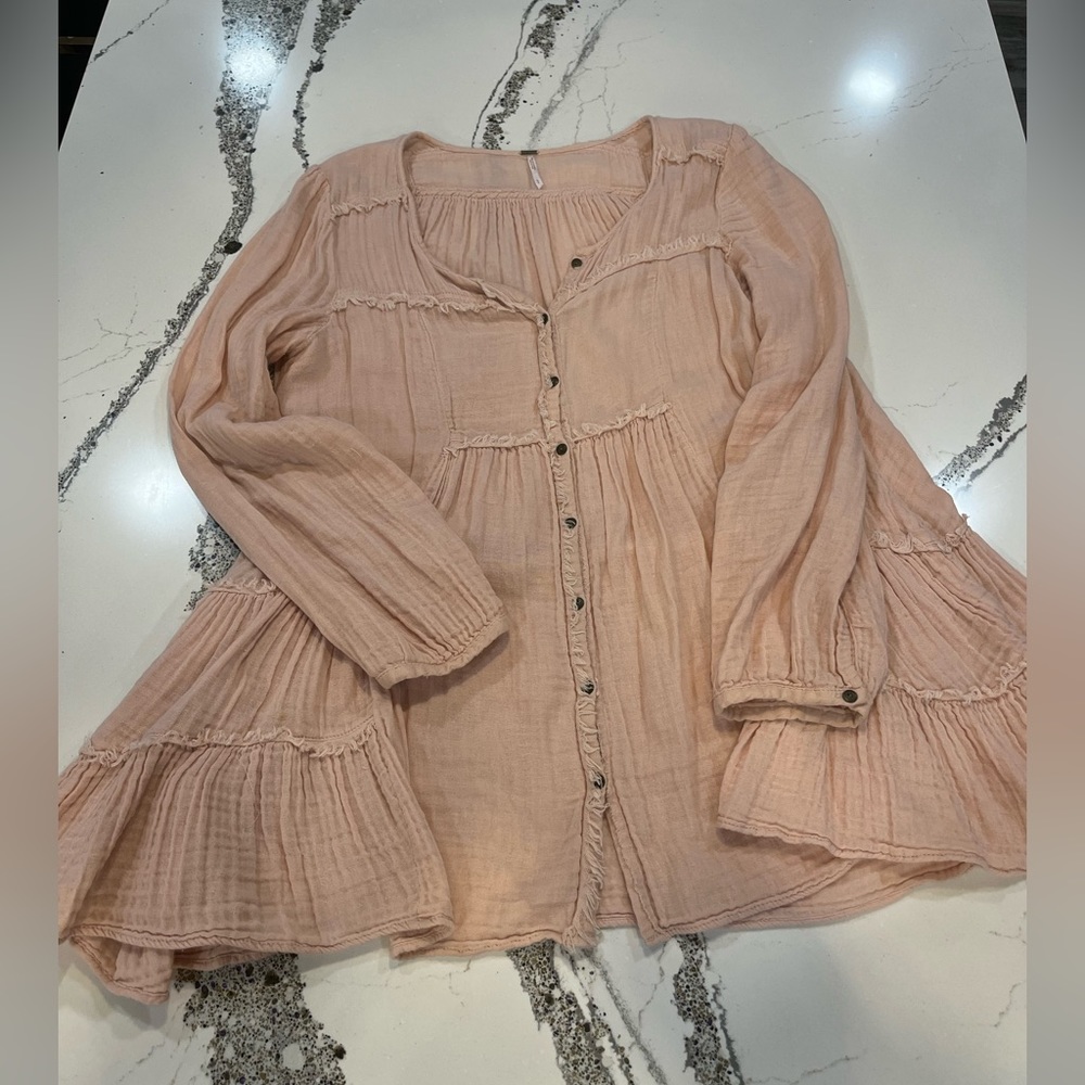 Free People Gauze Tunic Dress, Size Large